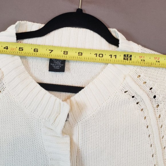 Women’s Calvin Klein Jeans White Tight Knit Button Down Sweater Cardigan Size XL - Picture 12 of 12